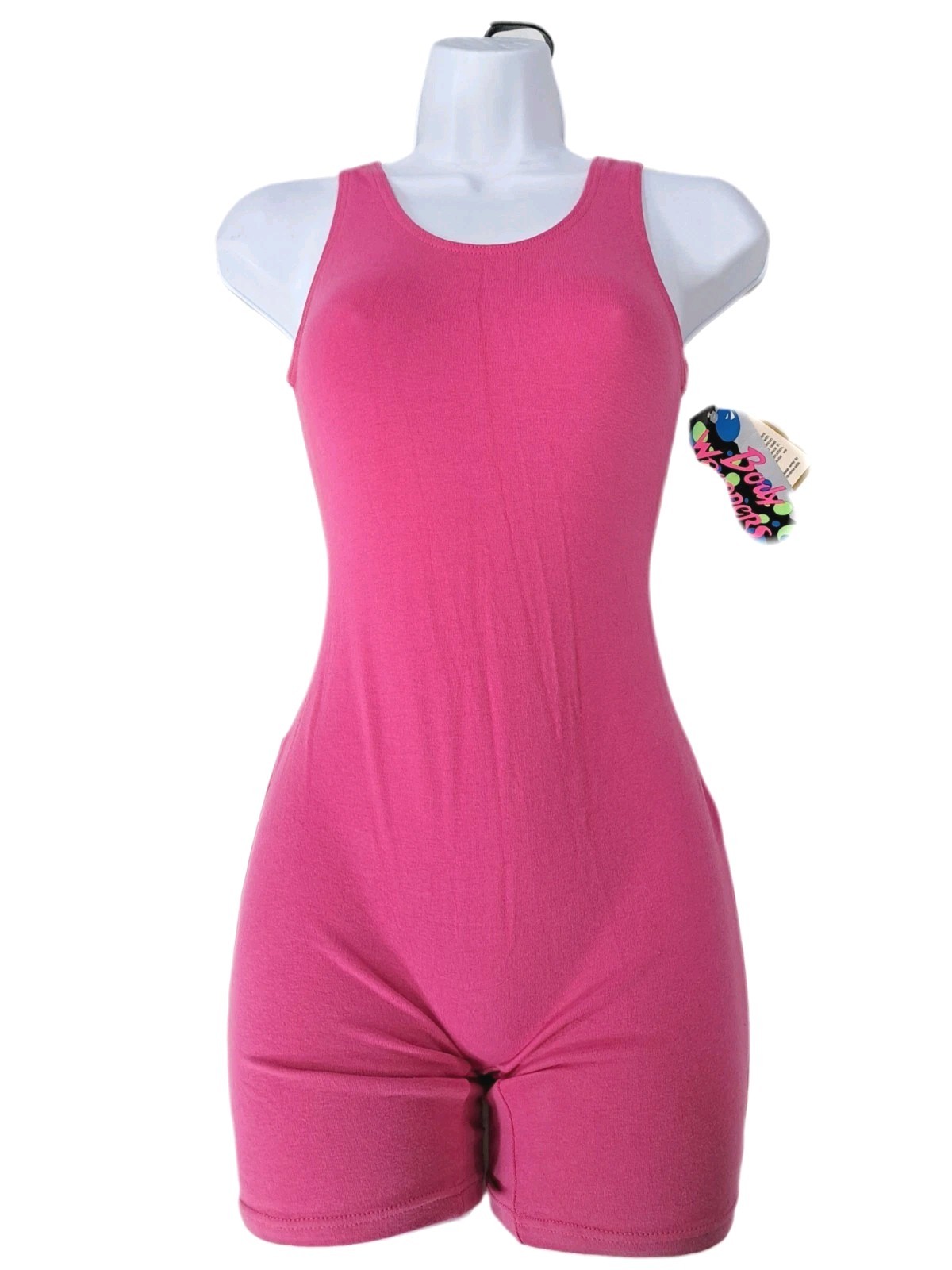 Body Wrappers VTG 80s Pink Cotton Unitard Biketard #182 Size Preteen / Adult XS