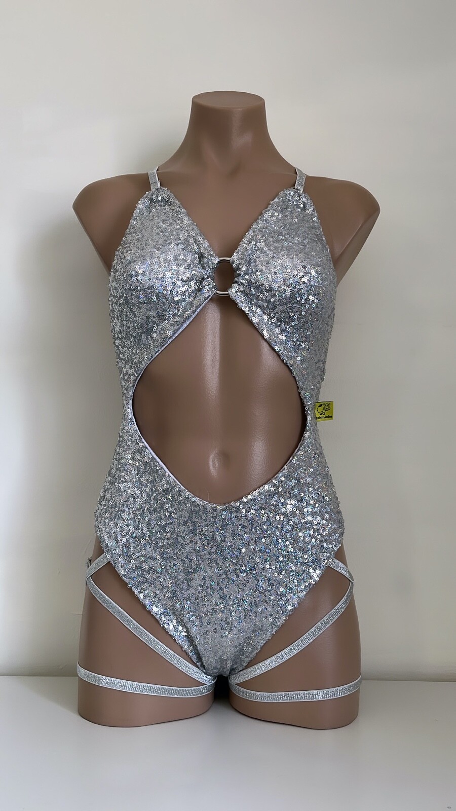 Schminke 👸 Gisselle sequin bodysuit polewear dance sexy ring monokini leg wrap