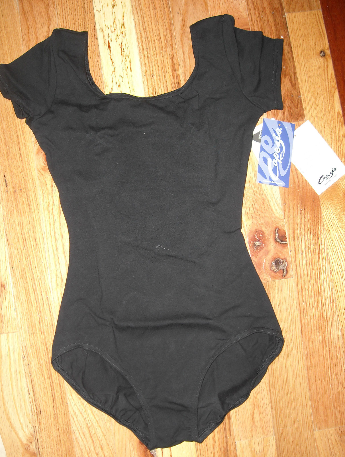 Capezio TB133 Short Sleeve Leotard Ladies Black Dance Ballet Microfiber New