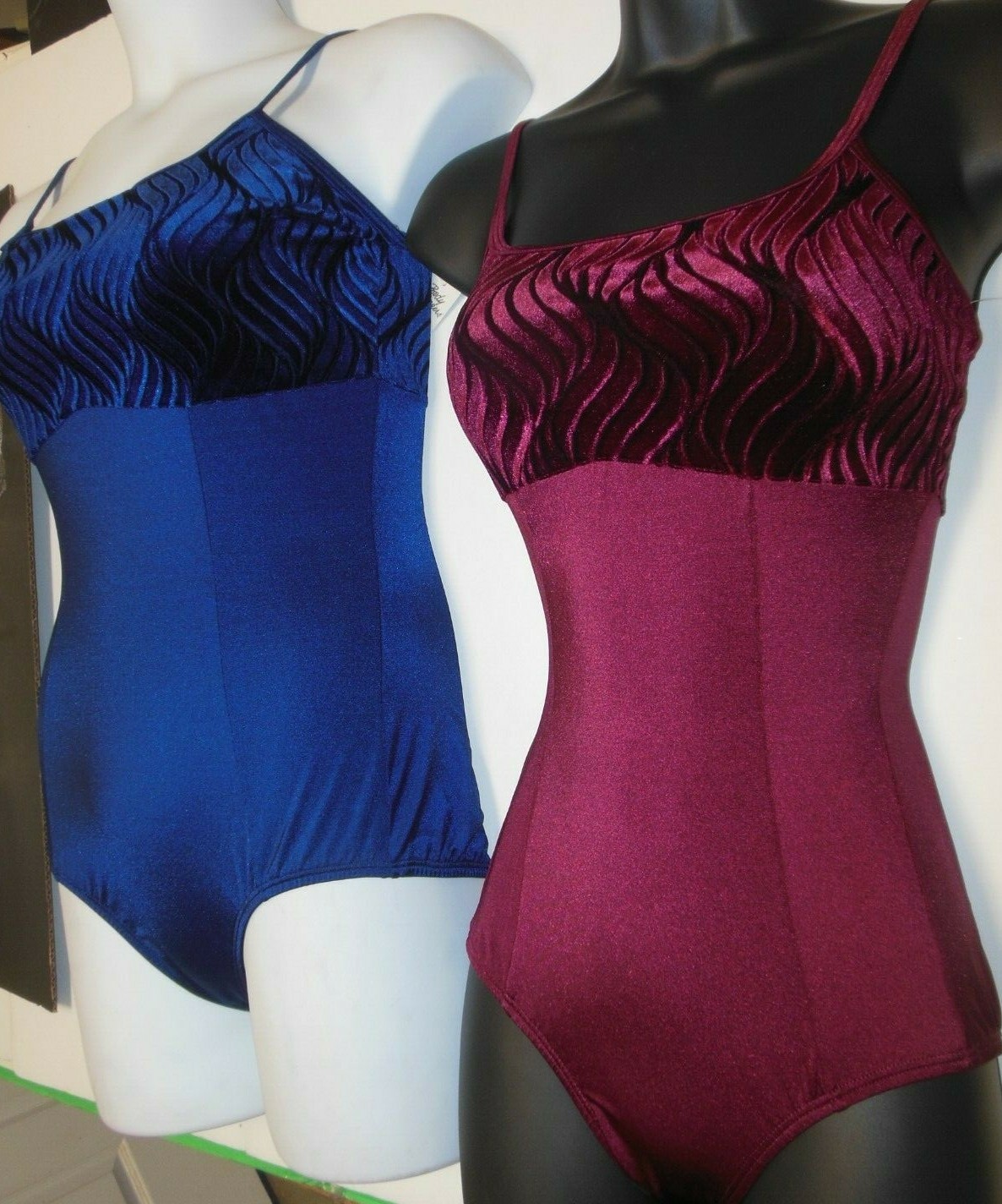 Body Wrappers P670 Velvet Bodice Cami Leotard Wine or Navy Ladies Xs, Lge Tall