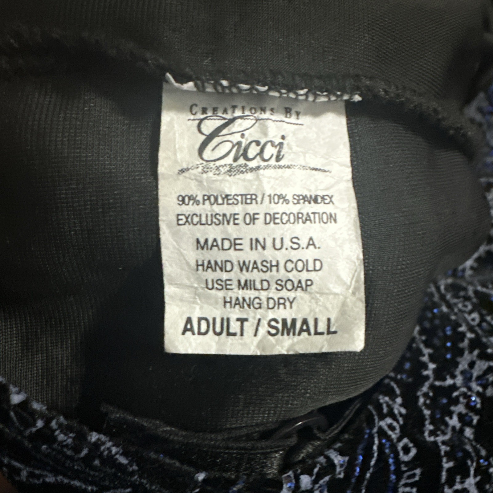 Vintage Cicci Black Velvet Blue Sparkle Tutu Leotard Size Adult Small