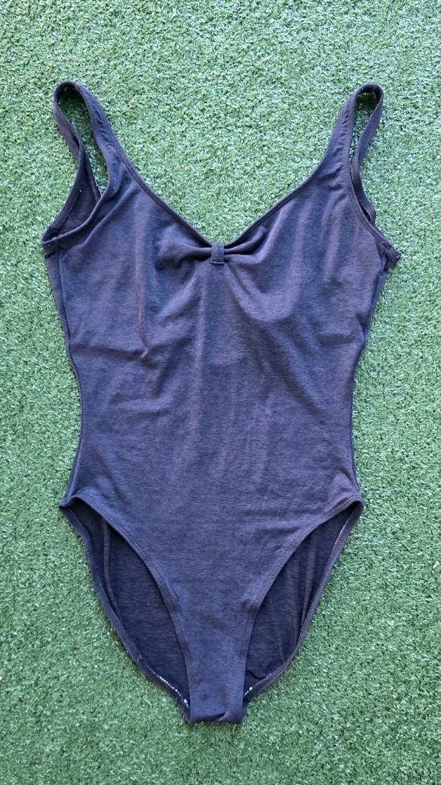 VTG 80s Danskin Spandex Grey Dance Aerobics Leotard Large MADE IN USA