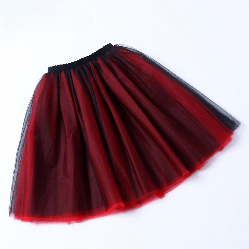 Women Dance Skirt Tutu Pleated Mesh Tulle Midi Knee Length 7 Layers Party