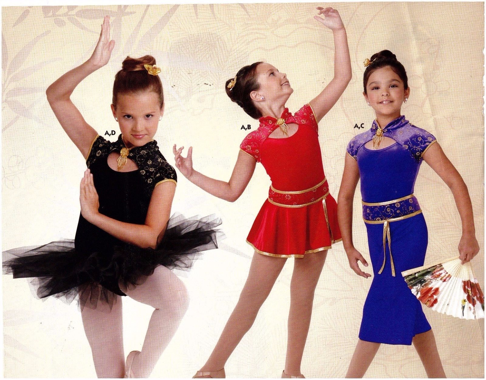 Asian Velvet Gold Gilded Cap Sleeve Leotard 3 colors Dance costume Mandarin NWT