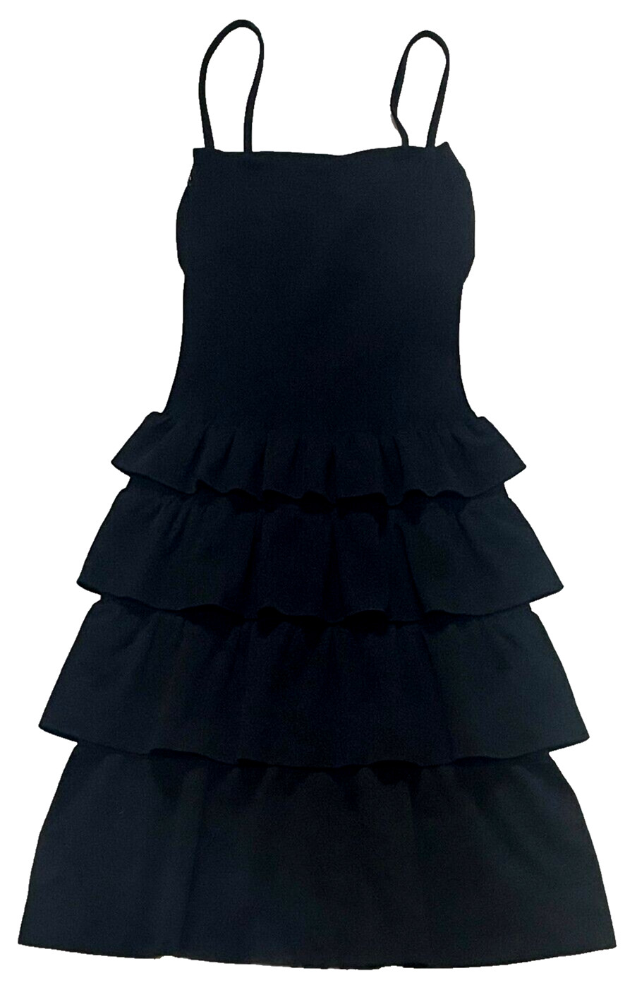 Motionwear Camisole Dress Ruffles Ribbed Stretch Black New Women One Size
