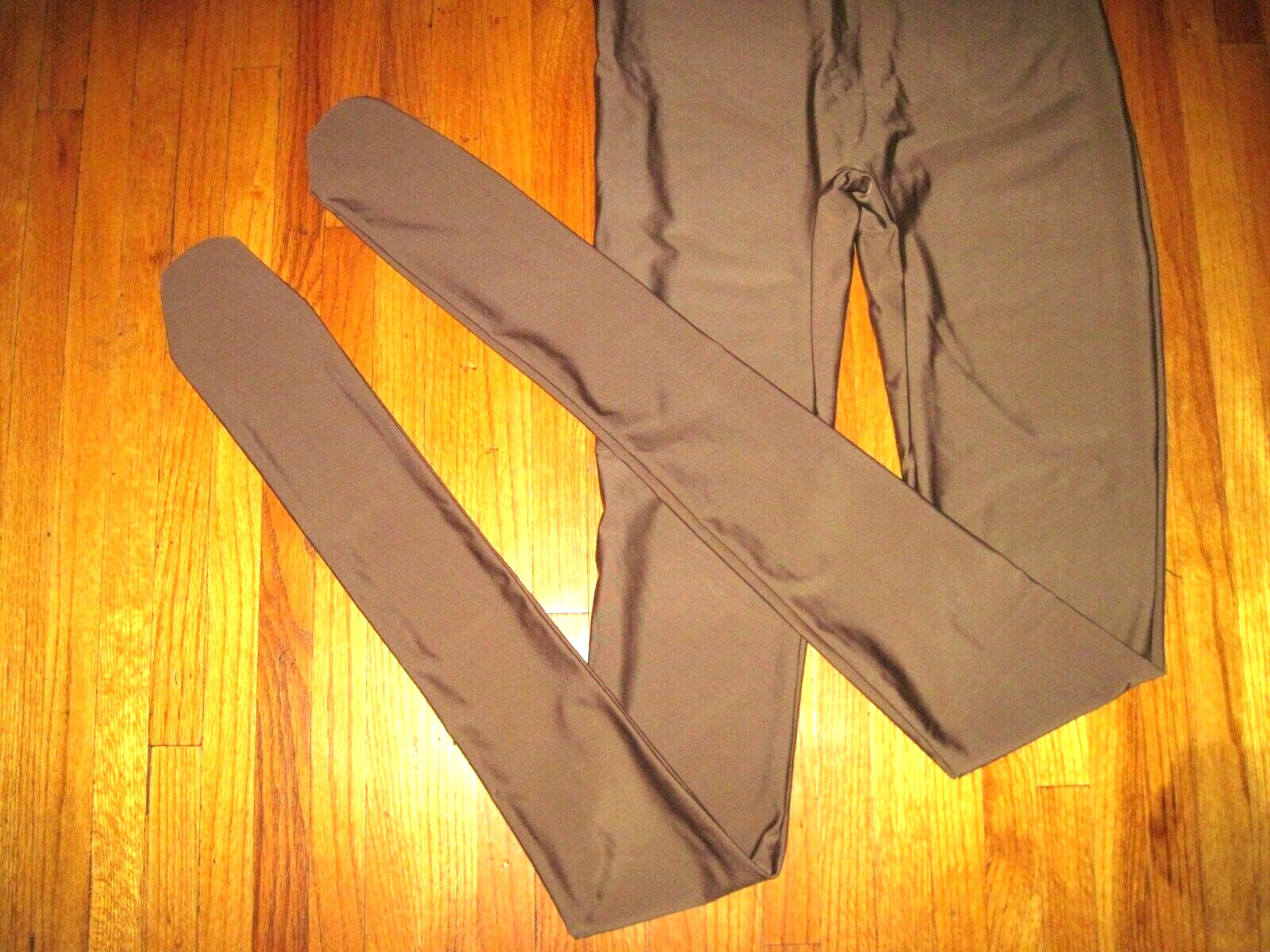 Plus Size Shiny Brown Long Sleeve T Neck Footed Unitard Jumpsuit 2XL-16-18 New