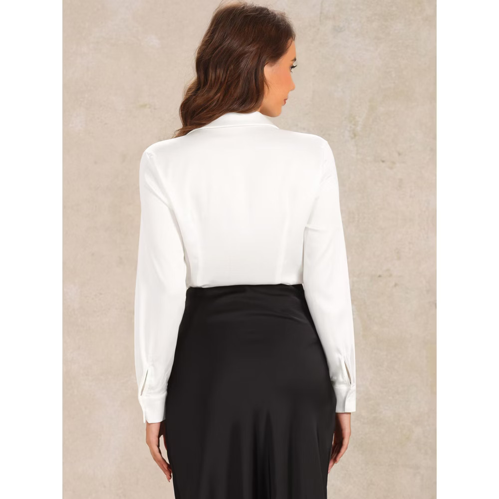 INSPIRE CHIC Women Business Button Down One-piece Collared Long Sleeve
