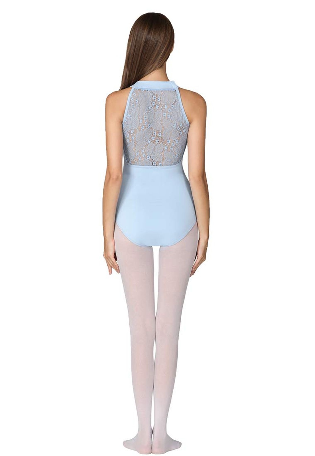 Women’s Halter Neck Spandex Ballet Dance Leotard Light Blue Medium