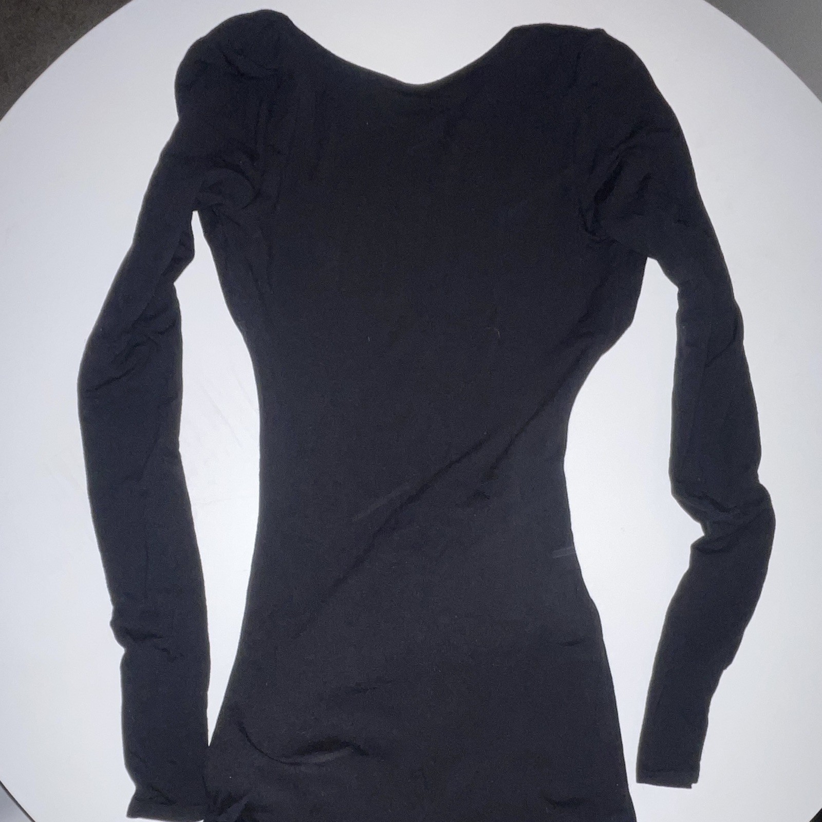 JOLLI Women’s Black Solid Long Sleeve Backless Full-Length Unitard Bodysuit