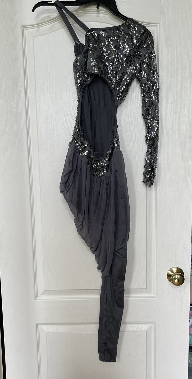 Weissman Dance Costume Dress Skate Jazz Tap Ballet Gray Unitard Mesh adult small