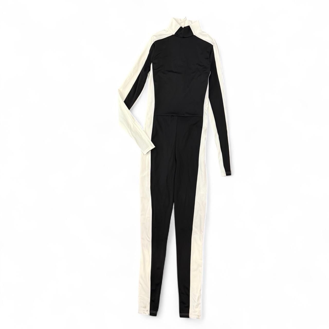 NWOT Weissman Elite MT11202 ‘Destinations’ Black/White Cutout Back Unitard, MA