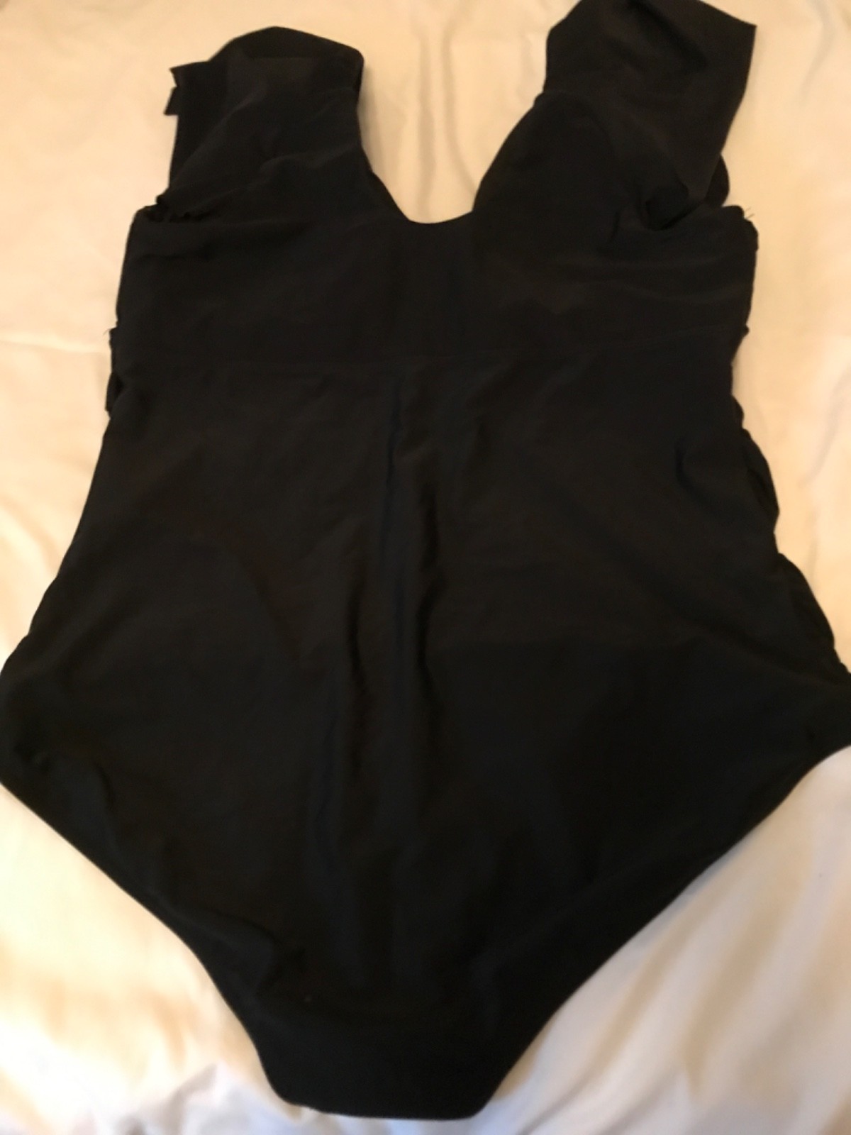 YONIQUE black swimsuit size 24W one piece ruffle sleeve removable padding