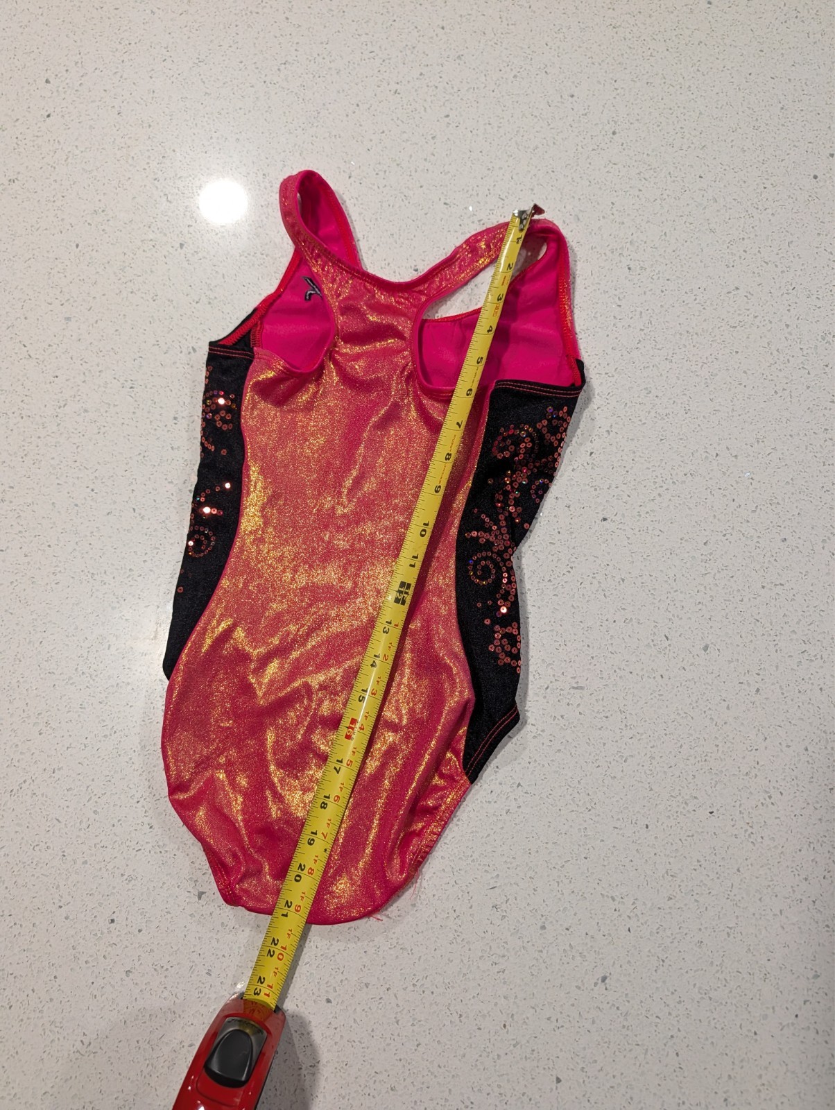CUTE GK Elite gymnastics dance leotard AS Small Sequins Orange CORAL MYSTIQUE