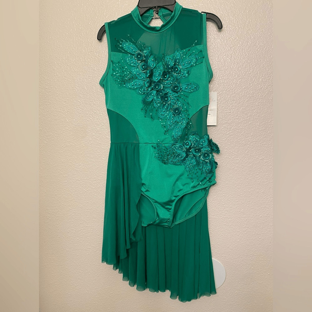 Elisse dance costume lyrical ballet green embellished Dress 36603 EL812 MA adult