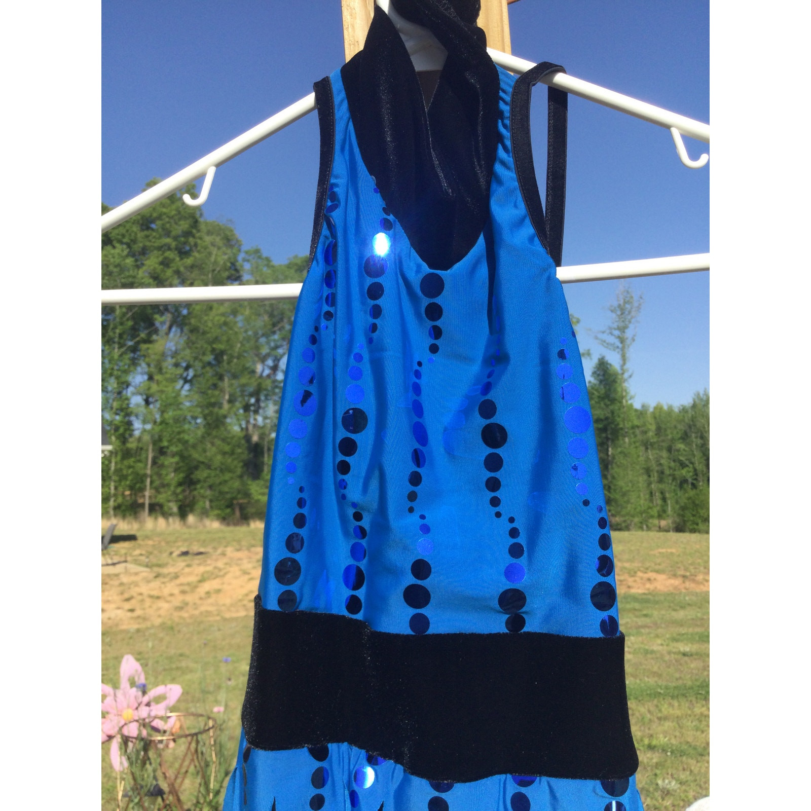 Art Stone Adult Leotard Size Small SA Blue Black Dancewear Tap Jazz Sequin Pleat