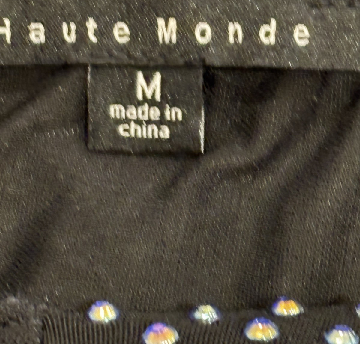 Haute Monde Women M Club Night/Party Leotard Black Rhinestone Molded Wired Cups