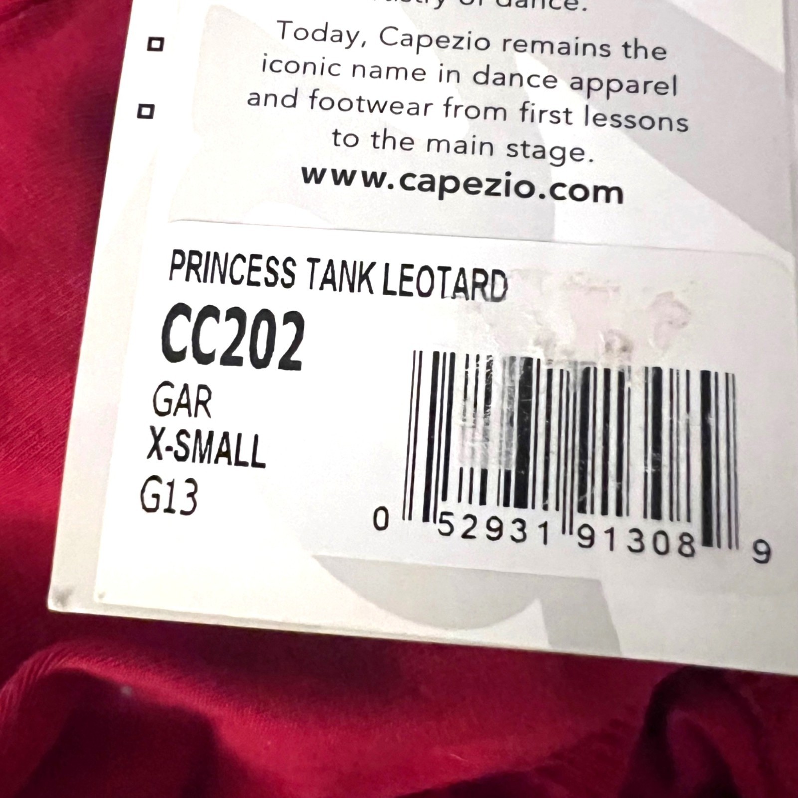 Capezio Adult XS Tank Leotard Red Garnet Scoop Neck Dance Lined Cotton Blend