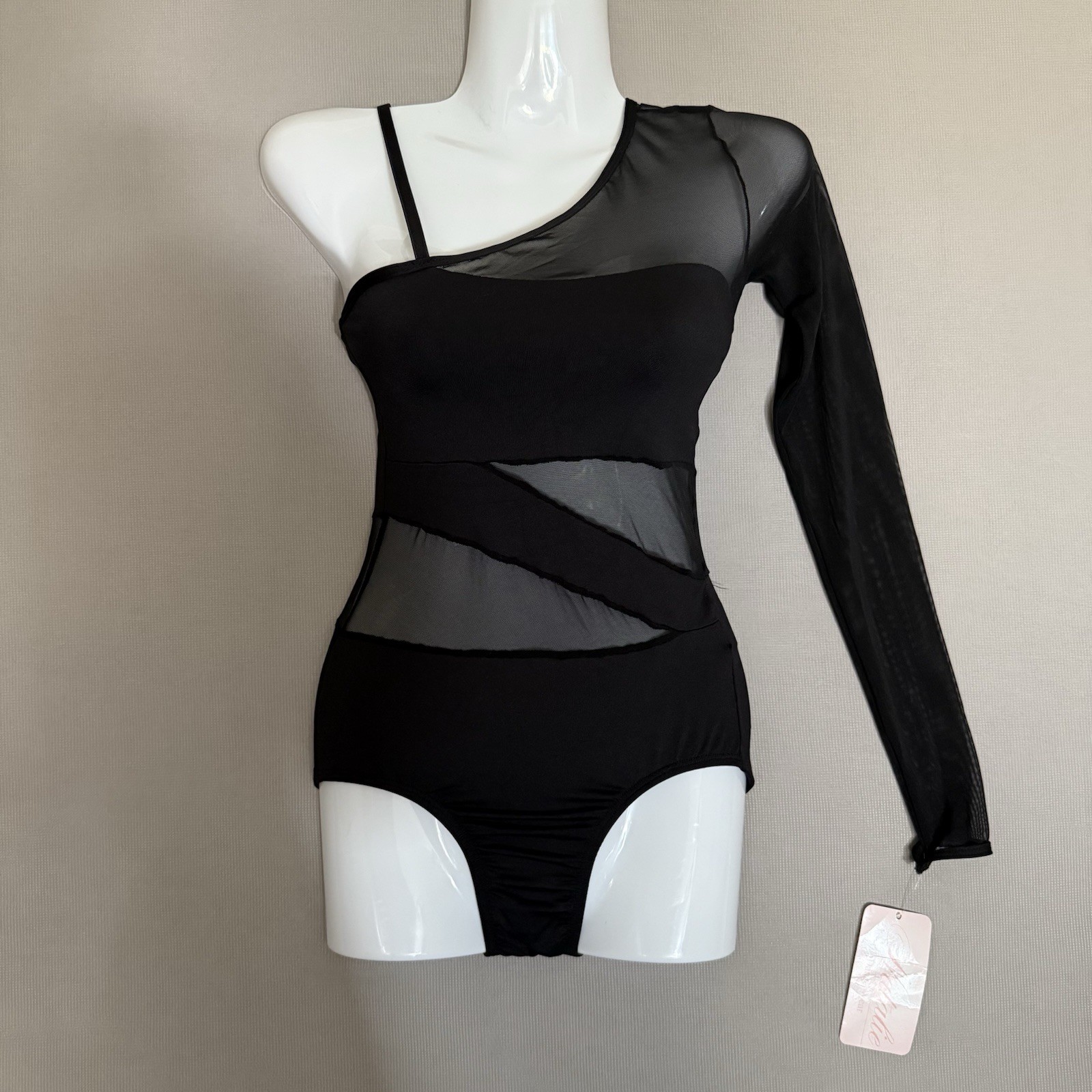 Natalie Leotard Black Mesh Petite Small Extra Small Black Womens Dance wear New