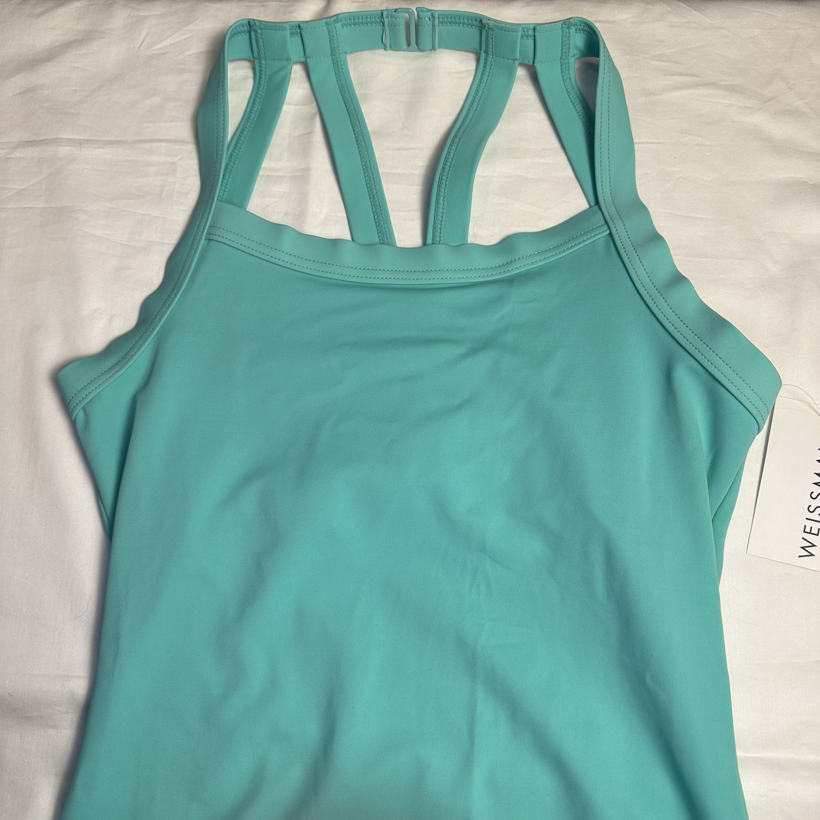 Weissman NWT Aqua Wide Camisole Strappy Ballet Dance Leotard SA 14538