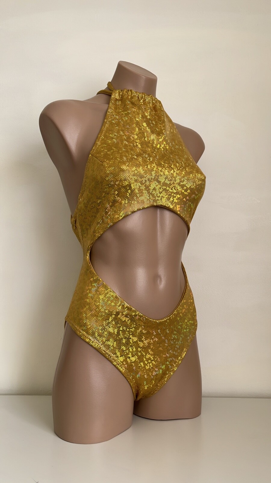 Schminke ⚜️ bodysuit monokini pole dance wear shattered glass hologram halter