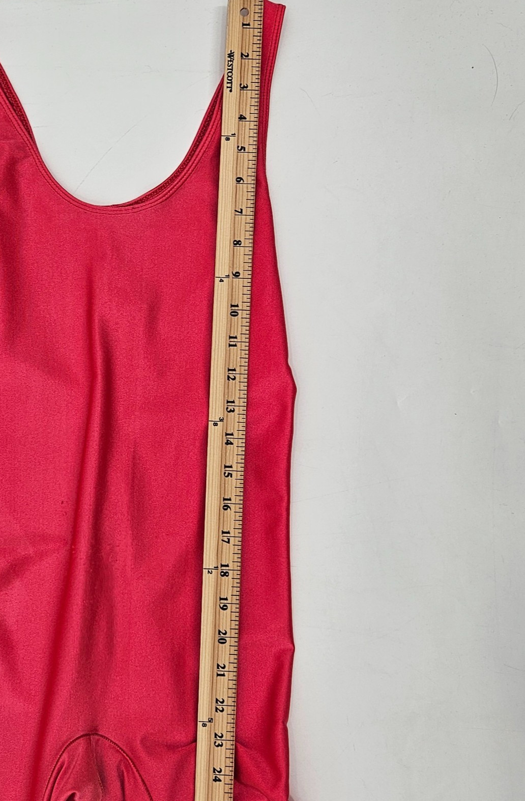 Vintage THE BODY CO. Shiny Jumpsuit Bodysuit Large Red Nylon Spandex Unitard