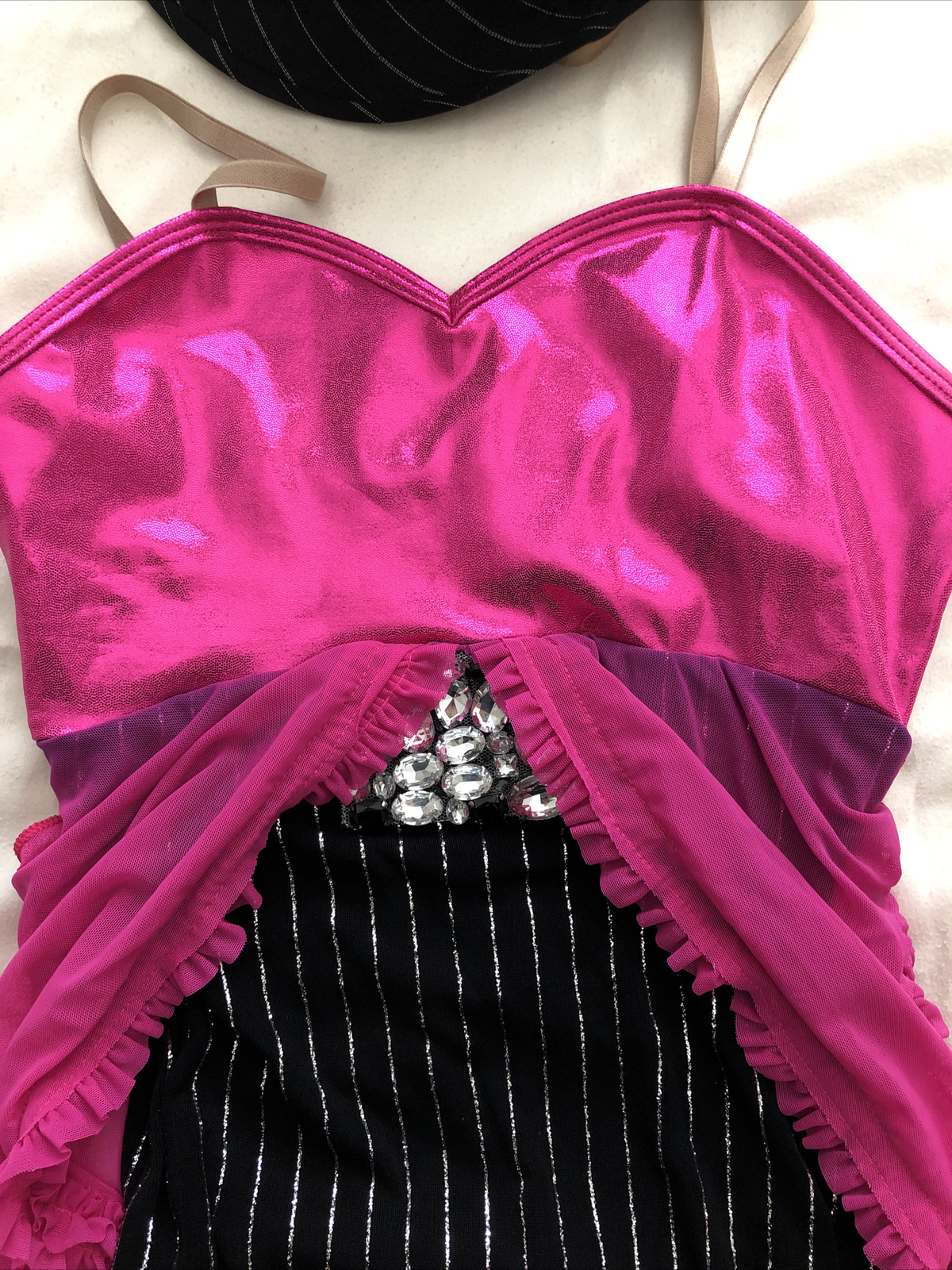 AME Jazzy Hot Pink Dance Costume w/Hat & Boy Shorts New York New York, Sz 8/10