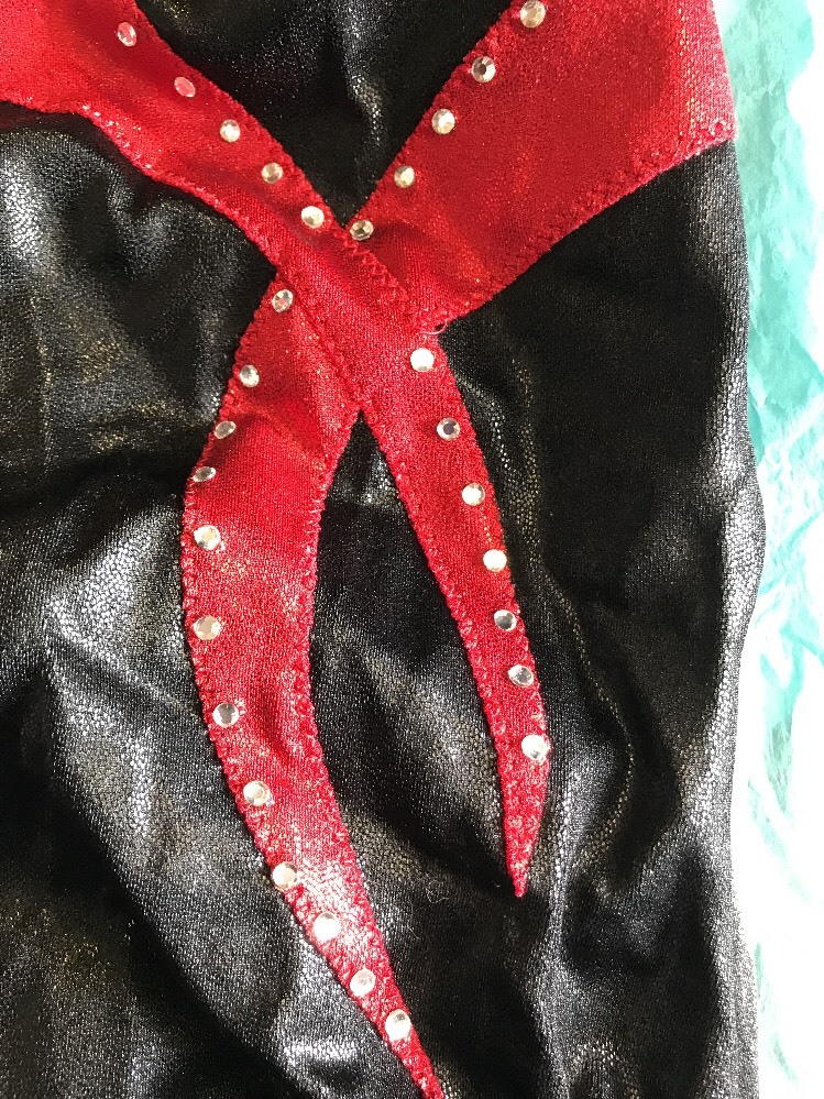 Gk G K Gymnastics Suit Adult S/m Tag Has Been Removed 20 Inches Long Black Red