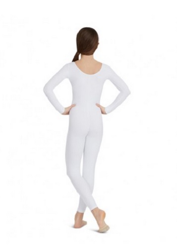 Capezio TB114C White Child’s Size Small (4-6) Full Body Long Sleeve Unitard