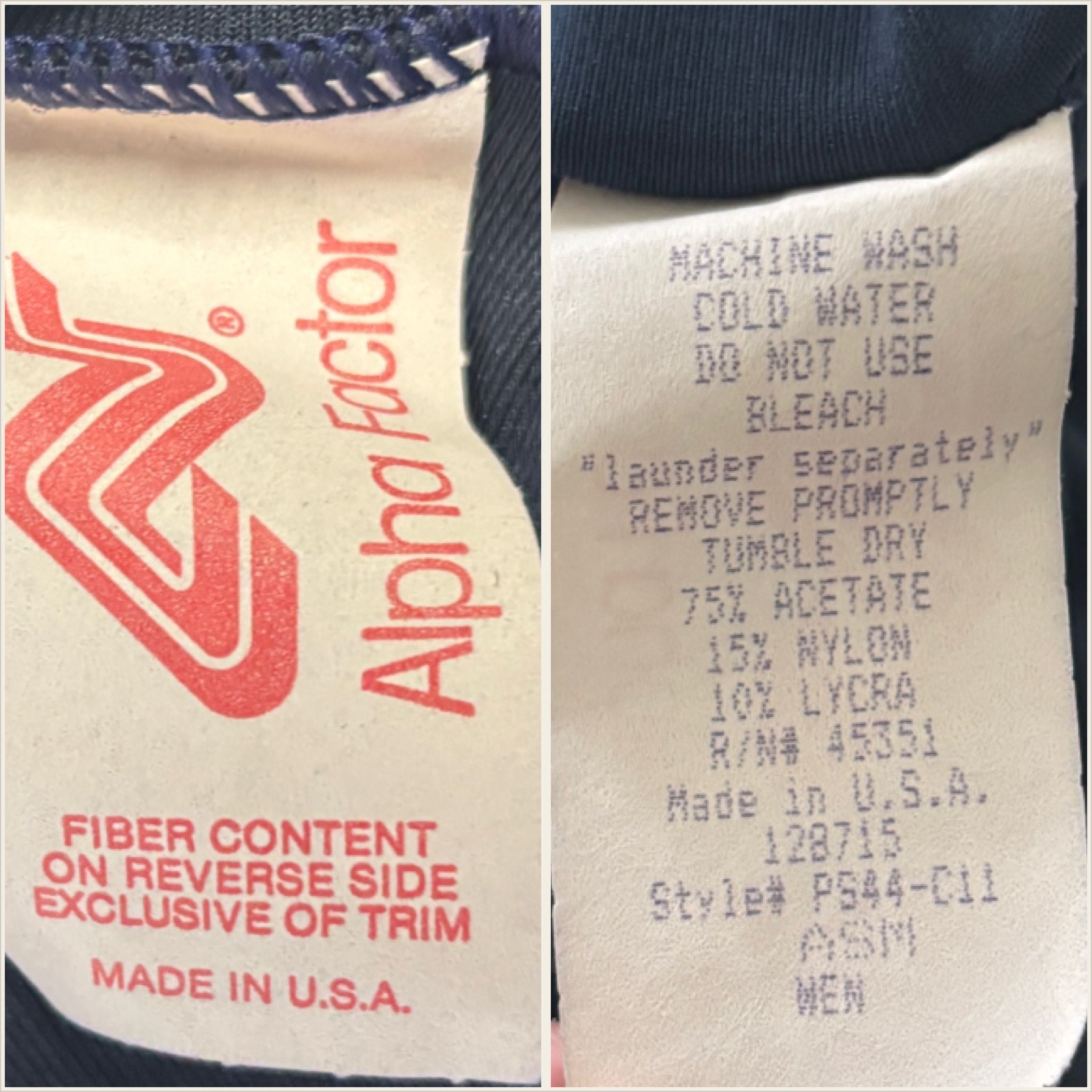 Vtg Alpha Factor S/M Navy Blue Crushed Velvet Gymnastics Leotard Rhinestone Flag