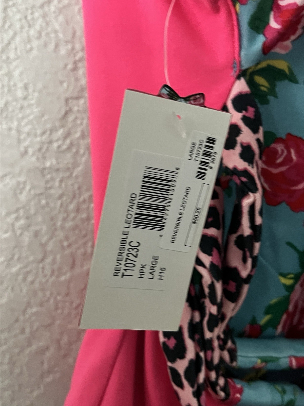 Betsey Johnson Capezio strappy back Reversible leotard Blue Floral / Pink Large