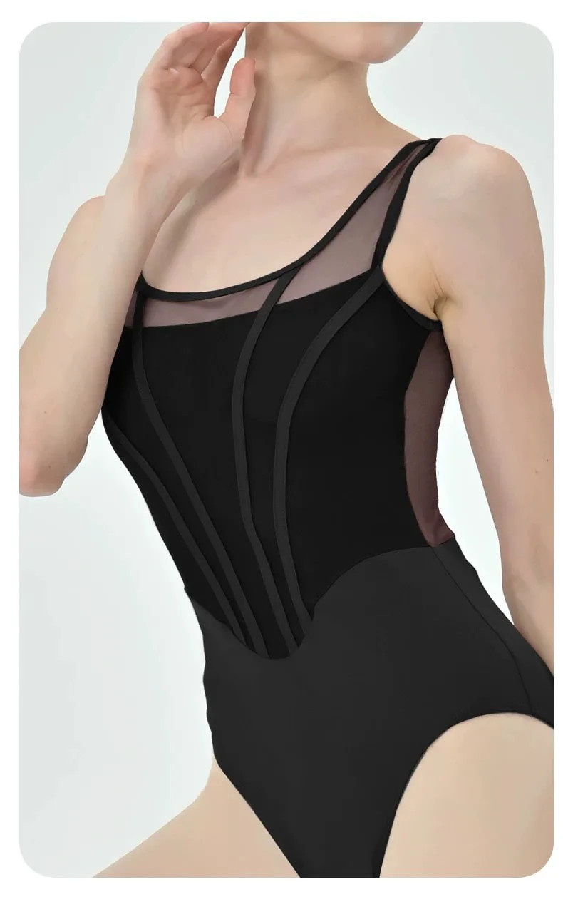 Retro Ballet Leotard Women Design Spliced Gymnastics Bodysuit Dance Clothing