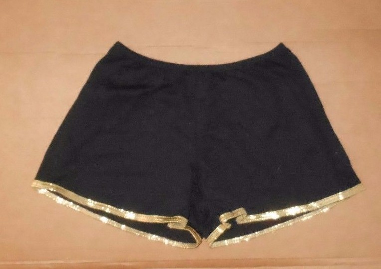 NWT Black Tap Shorts Gold Metallic foil hem elastic waist Dance Child 6x-7