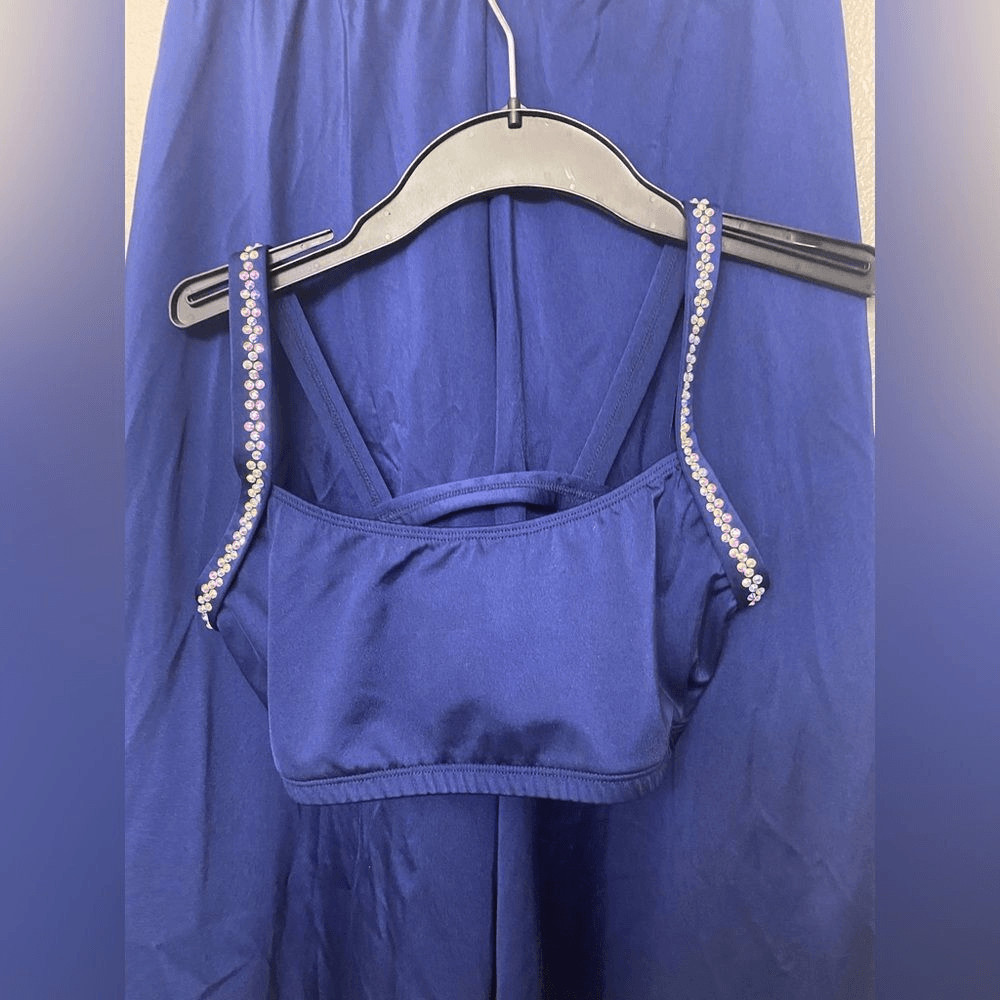 The Line up solo dance costume 2 piece navy blue Wide Leg Contemporary MA adult