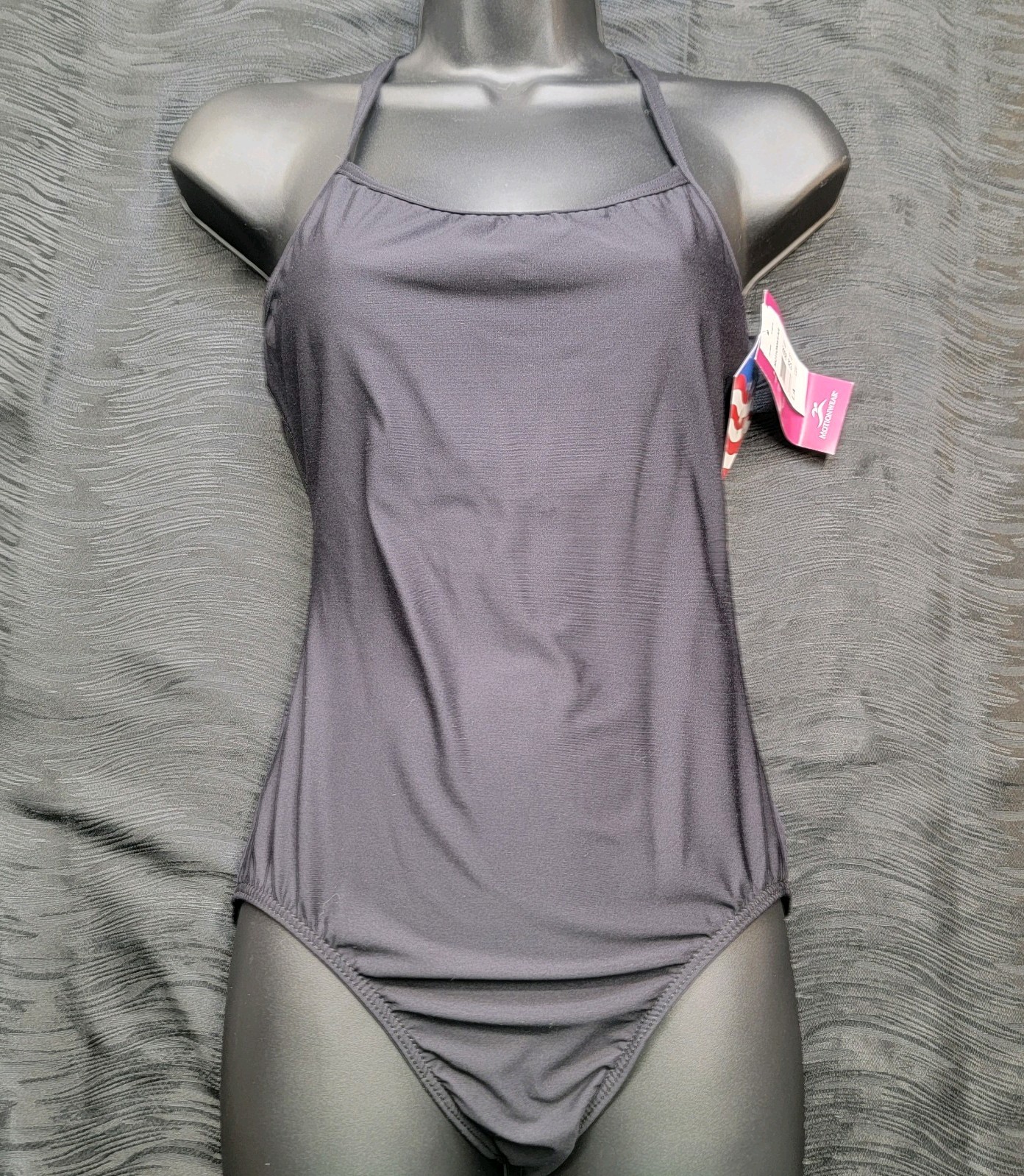 Motionwear Classic Camisole Leotard Black Scoop Neck Criss-crosss Back SZ L