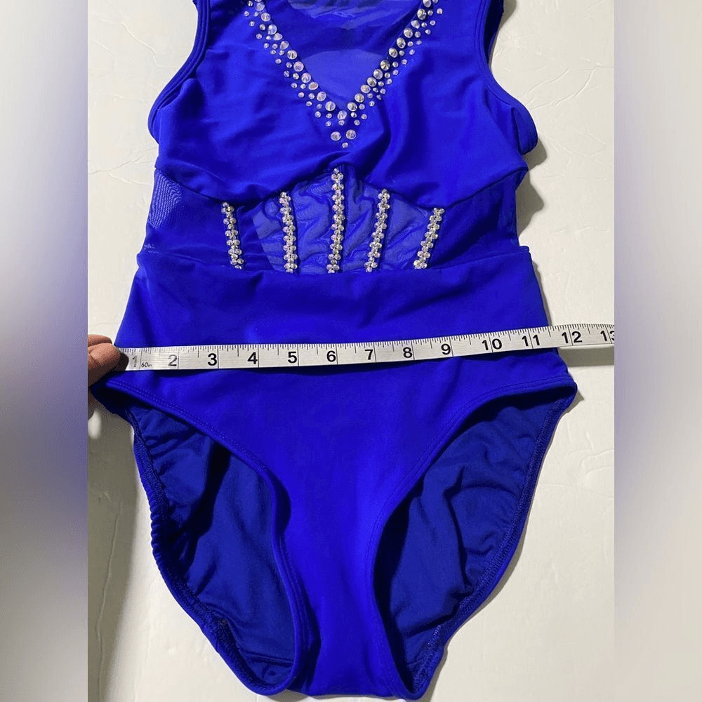 Five Dancewear solo dance costume royal blue illusion contemporary acro XSA adu