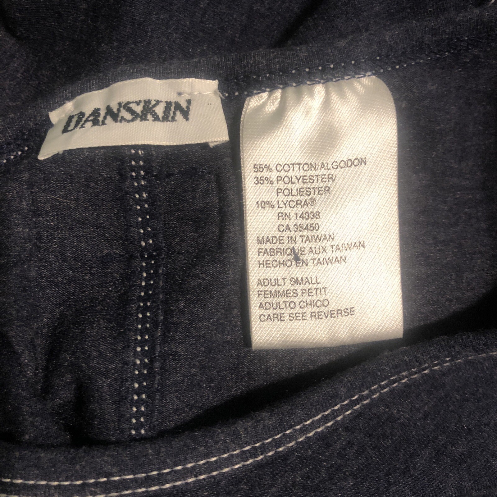 Danskin 1980’s Bodysuit Dress Sleeveless Blue Women’s Size Small Made In USA