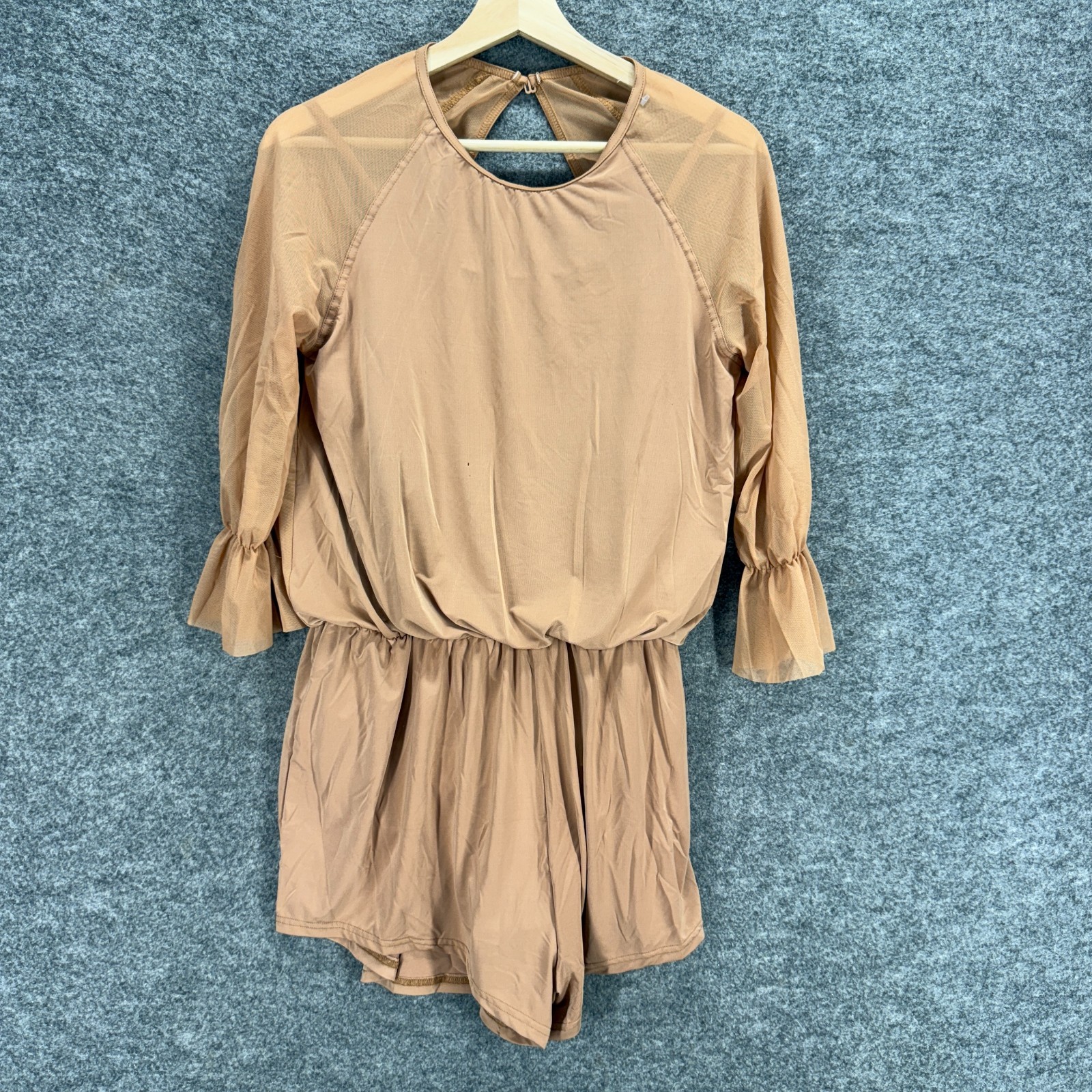 Balera Dancesuit Women XL Brown V-Neck Long Sleeve Lined Hook & Eye Dancewear
