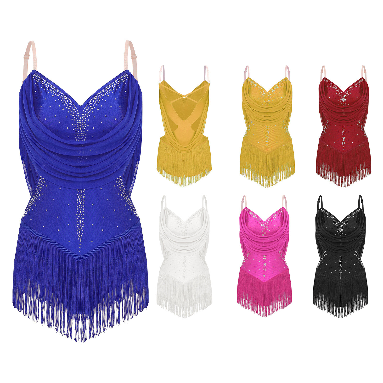 Women Dress Salsa Bodysuit Performance Costume Mini Unitard Party Leotard Jazz