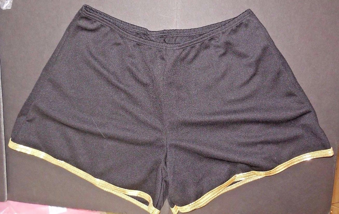 NWT Black Tap Shorts Gold Metallic foil hem elastic waist Dance Child 6x-7