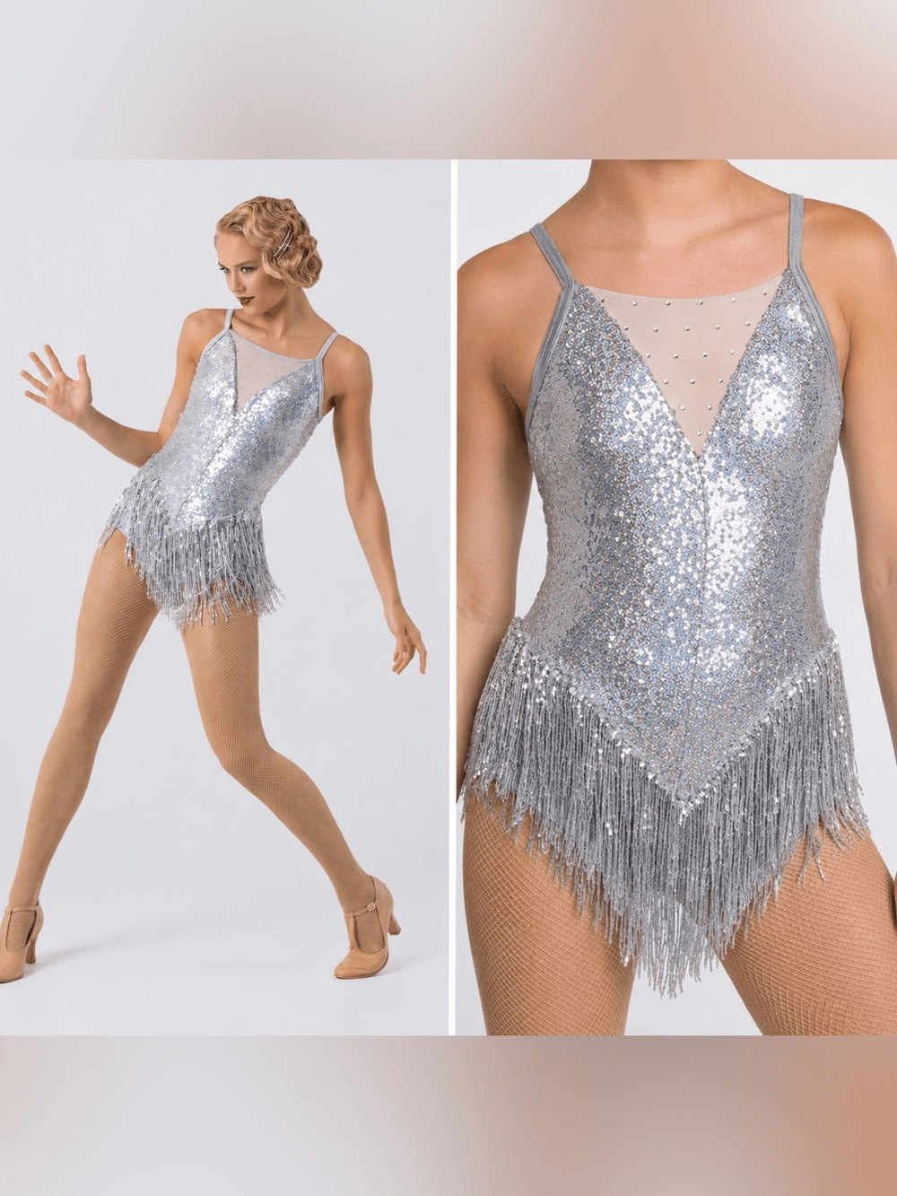 Weissman Dance Costume silver fringe jazz Broadway flapper Little Swing 10147 SA