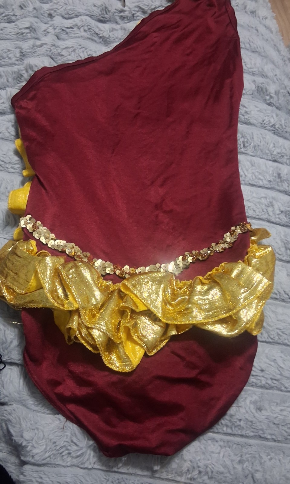 Star Styled Of Miami Florida Dance Costume Adult Large Gold Sequin & Red
