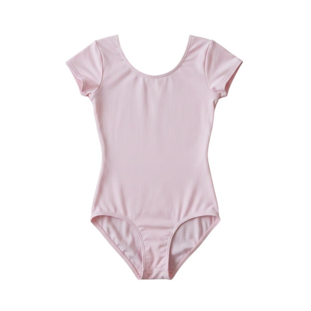 Capezio Adult L 10-12 Leotard Bodysuit Pink Short Sleeve Scoop Neck Dance Yoga