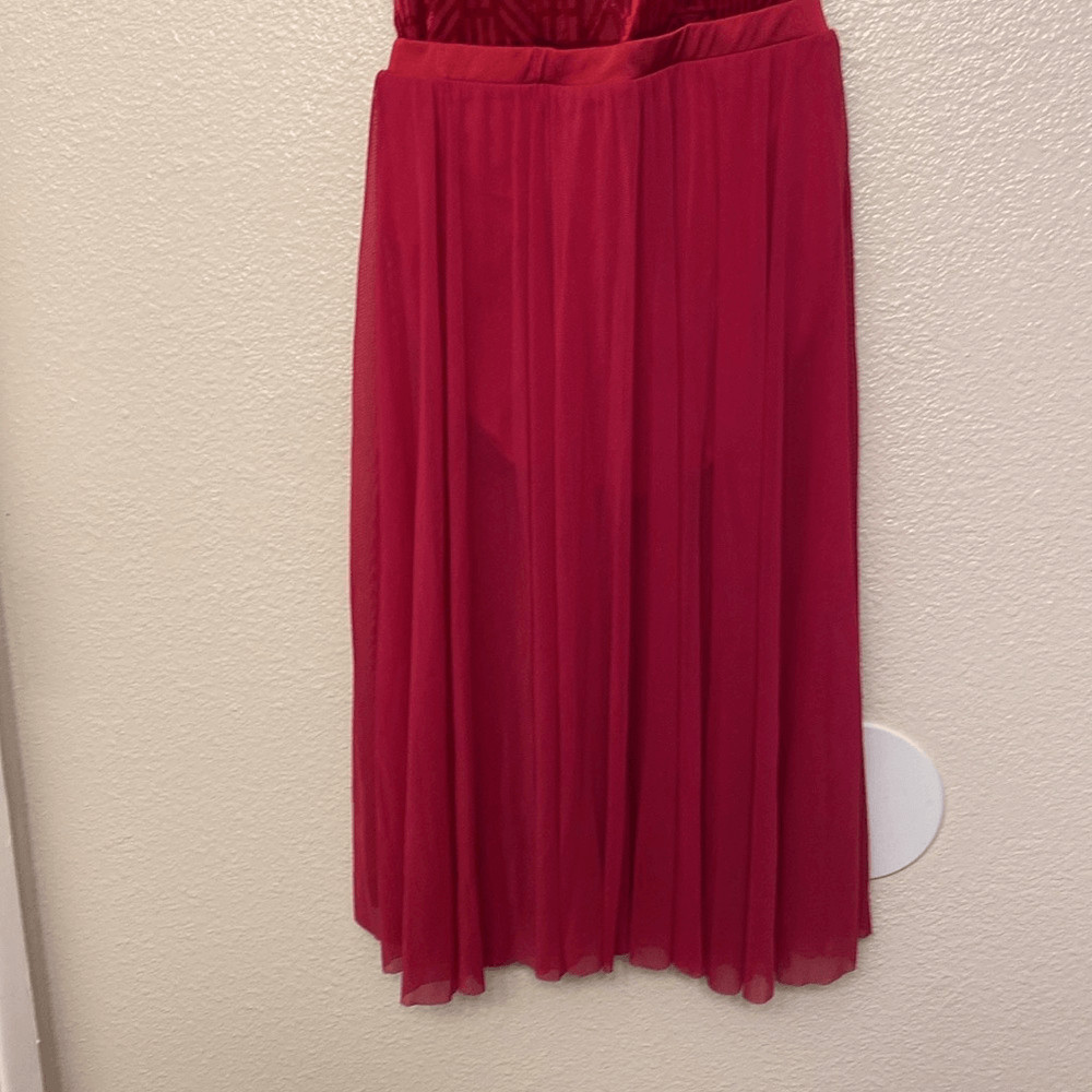 Weissman Dance costume red maxi mesh flocked dress More 12261 child LC
