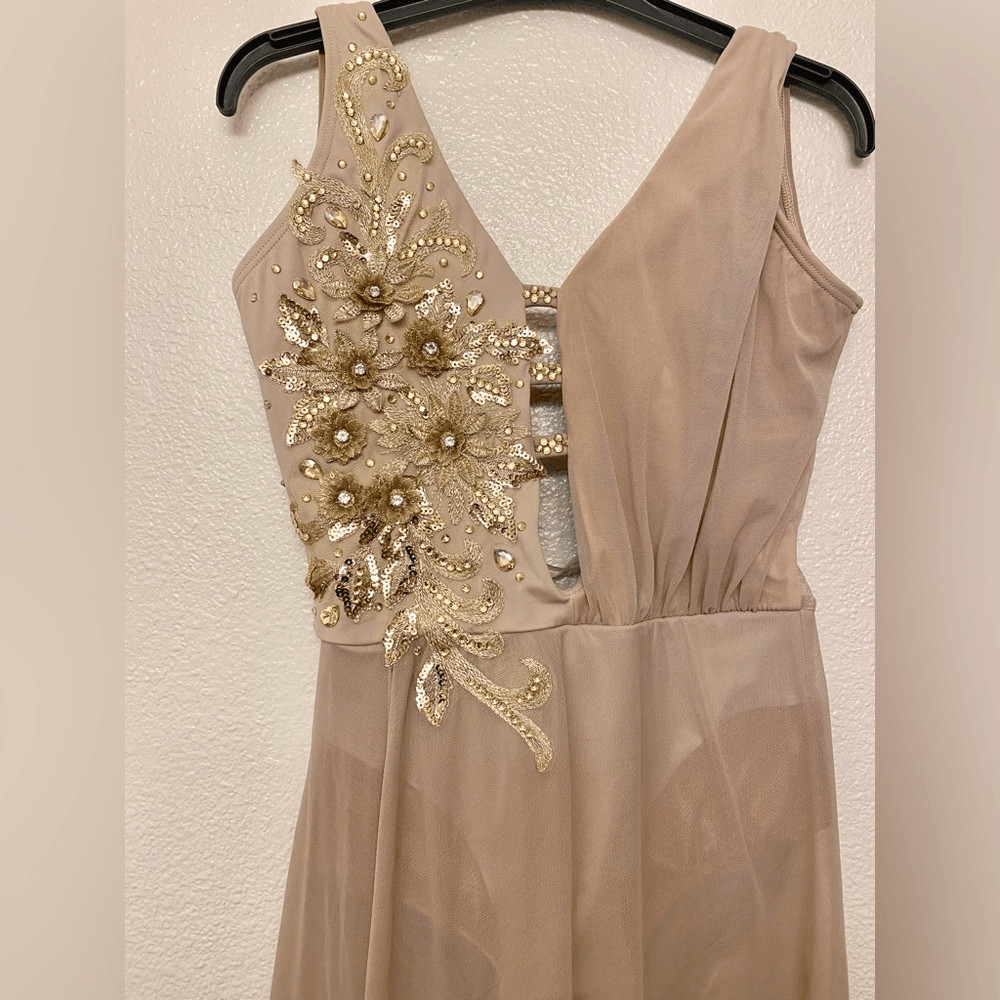Tenth House solo custom 2 Die 4 Dance costume mauve tan maxi EPIPHANY TD23416 SA