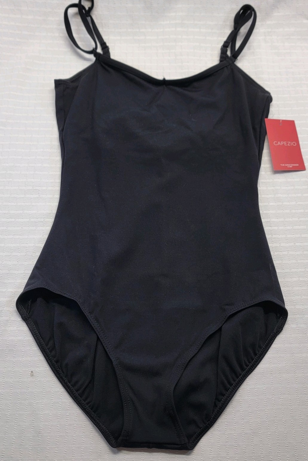 Capezio Team Basics Camisole Leotard Adjustable Strap Black Scoop Neckline SZ LA