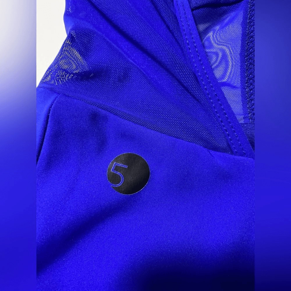 Five Dancewear solo dance costume royal blue illusion contemporary acro XSA adu