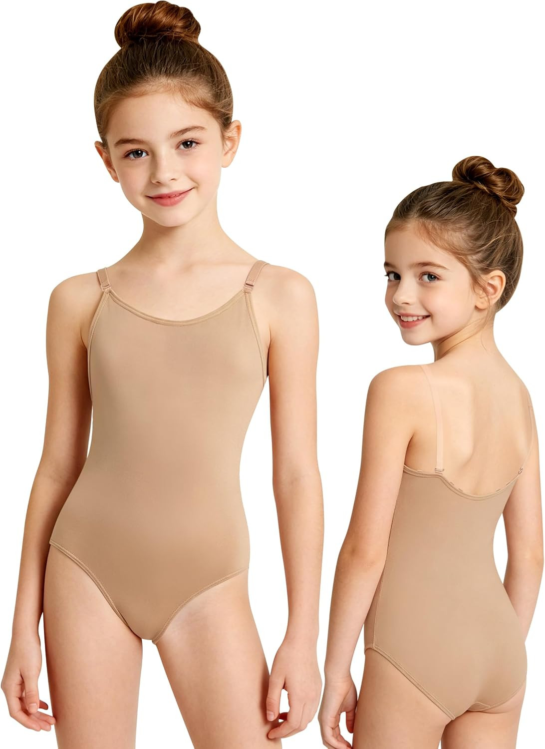 DANSHOW Women and Girls Nude Seamless Camisole Undergarment Leotard with Transit