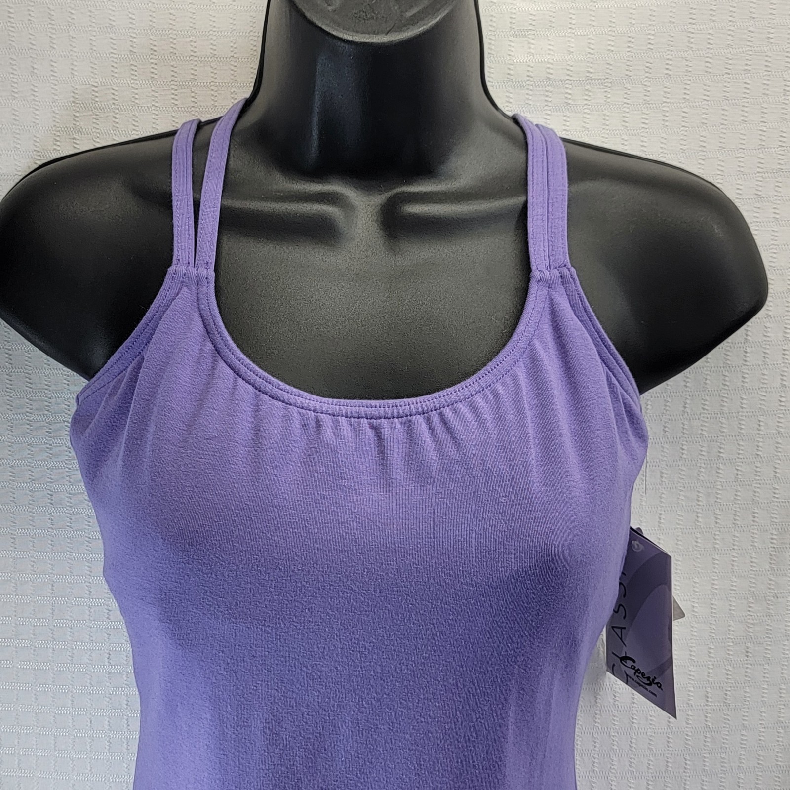 Capezio Purple Strap Cami Leotard Dbl Strap Camisole Leotard Crisscross Sz XLA