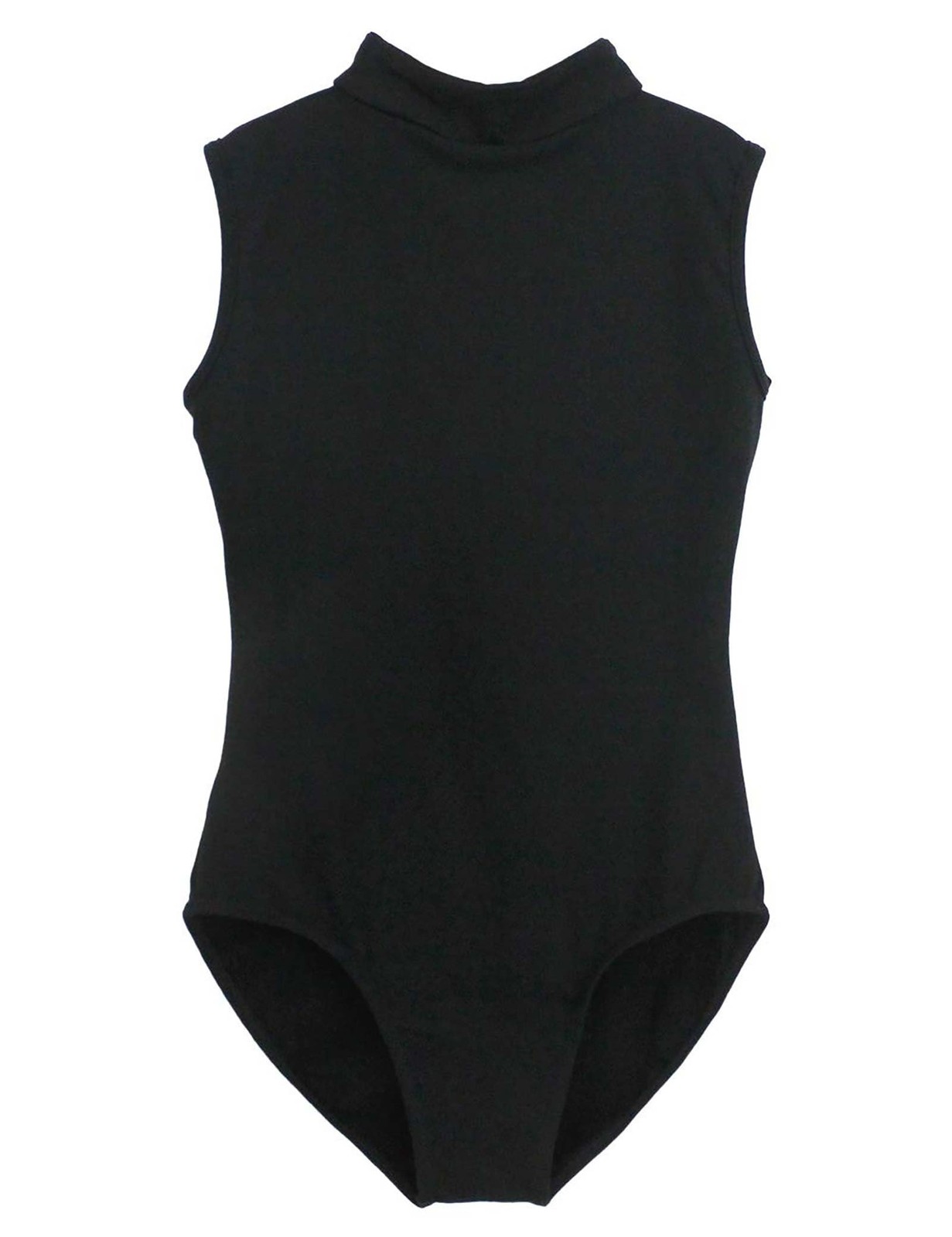 Sleeveless Black Teen Girls Ballet Leotards Cotton Mesh Dance Attire with Ope…