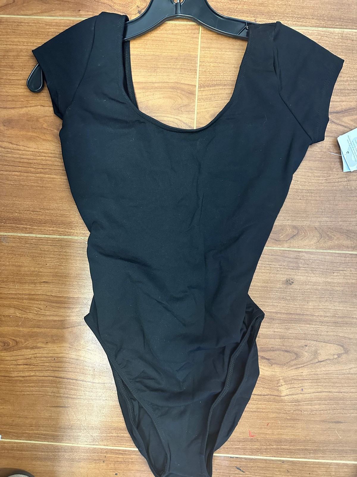 New Closeout Leotard Capezio 7431 Black Ballet Tap Jazz Cap Sleeve with Open Bac